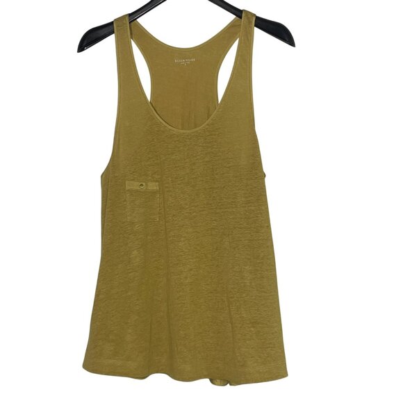 Eileen Fisher Linen Racerback Pocket Tank Top Sz MED Chartreuse Minimalist - Picture 1 of 6
